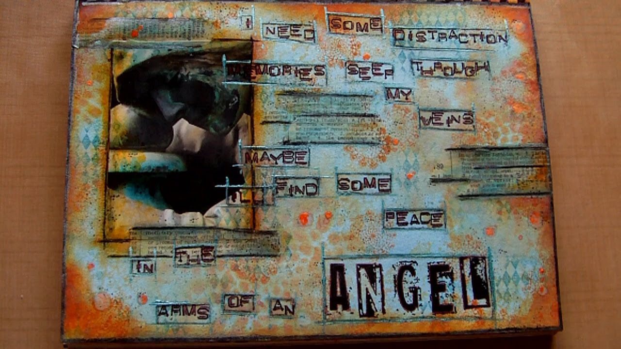 Mixed Media Art Journal Page - In The Arms Of An Angel
