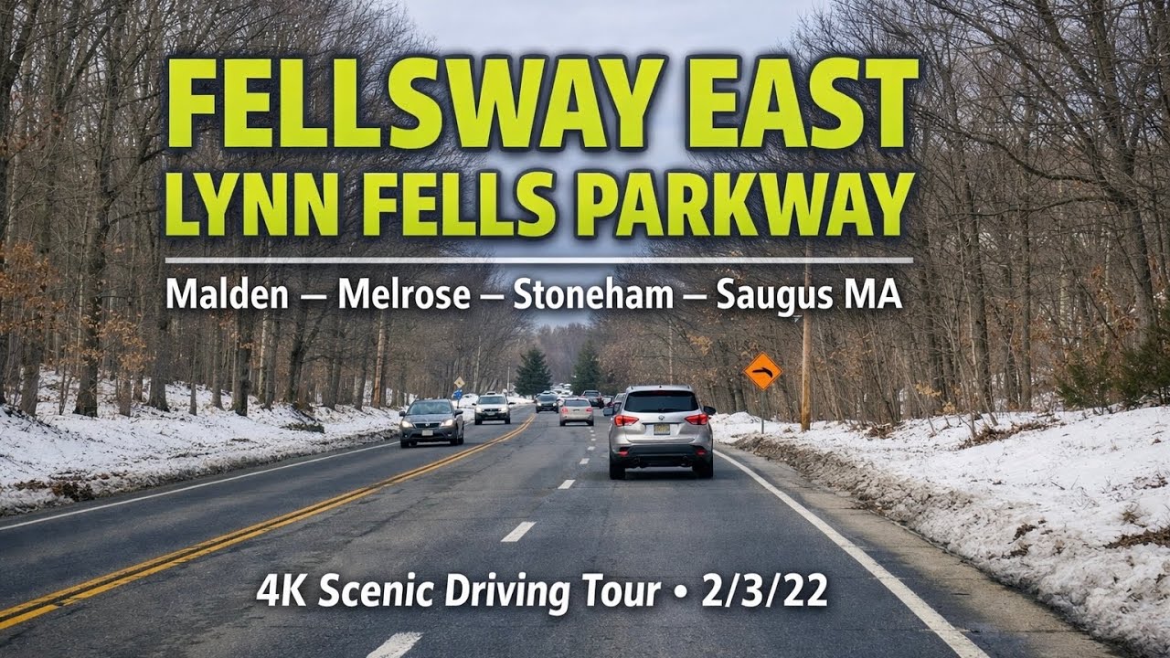 Fellsway East / Lynn Fells Parkway | Malden to Saugus MA | 4K Scenic Driving Tour 2/3/22