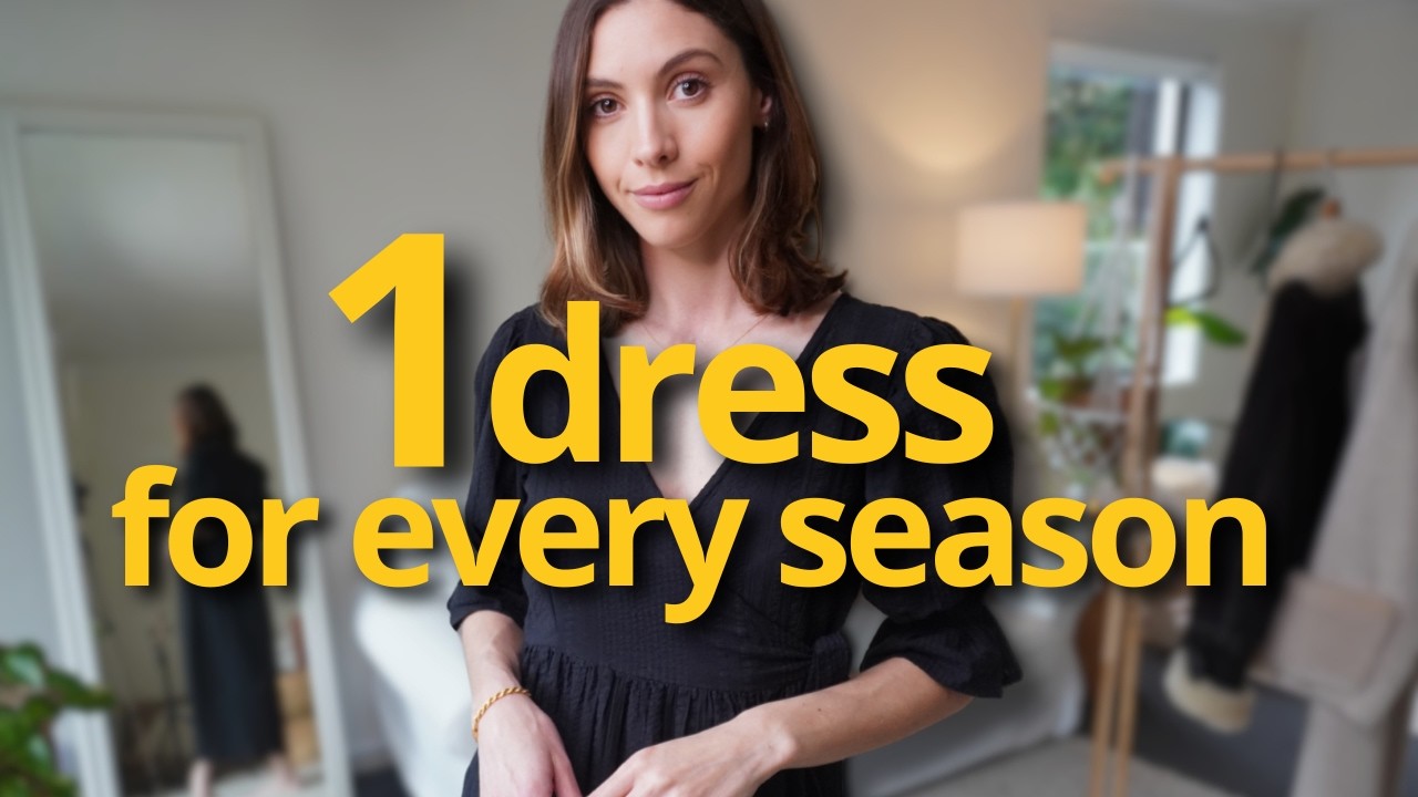 1 BLACK WRAP DRESS STYLED 4 WAYS (for every season!) ☀️ ☔️ 🌈 ❄️