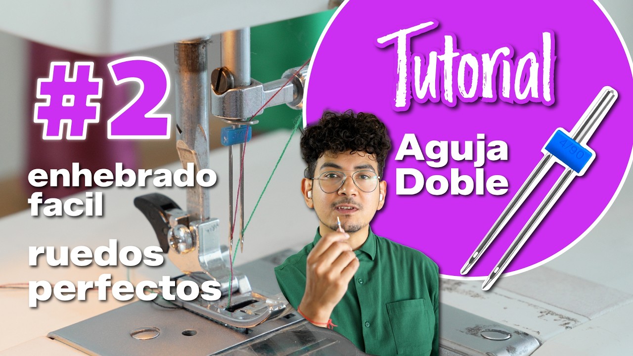 N2- Mini tutorial Aguja doble. Enhebrado fácil y técnica ruedo para T-Shirt Explicado paso a paso.