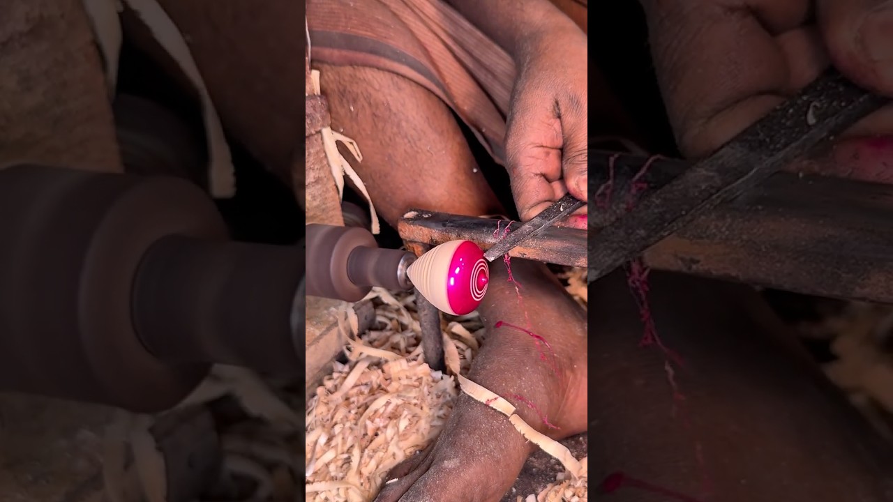 Incredible Skill! Traditional Wooden Spinning Top Making complete Process 🌀#viral #foryou #making