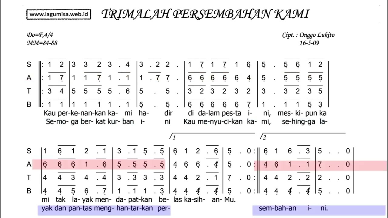 Alto Trimalah Persembahan Kami (Onggo Lukito)