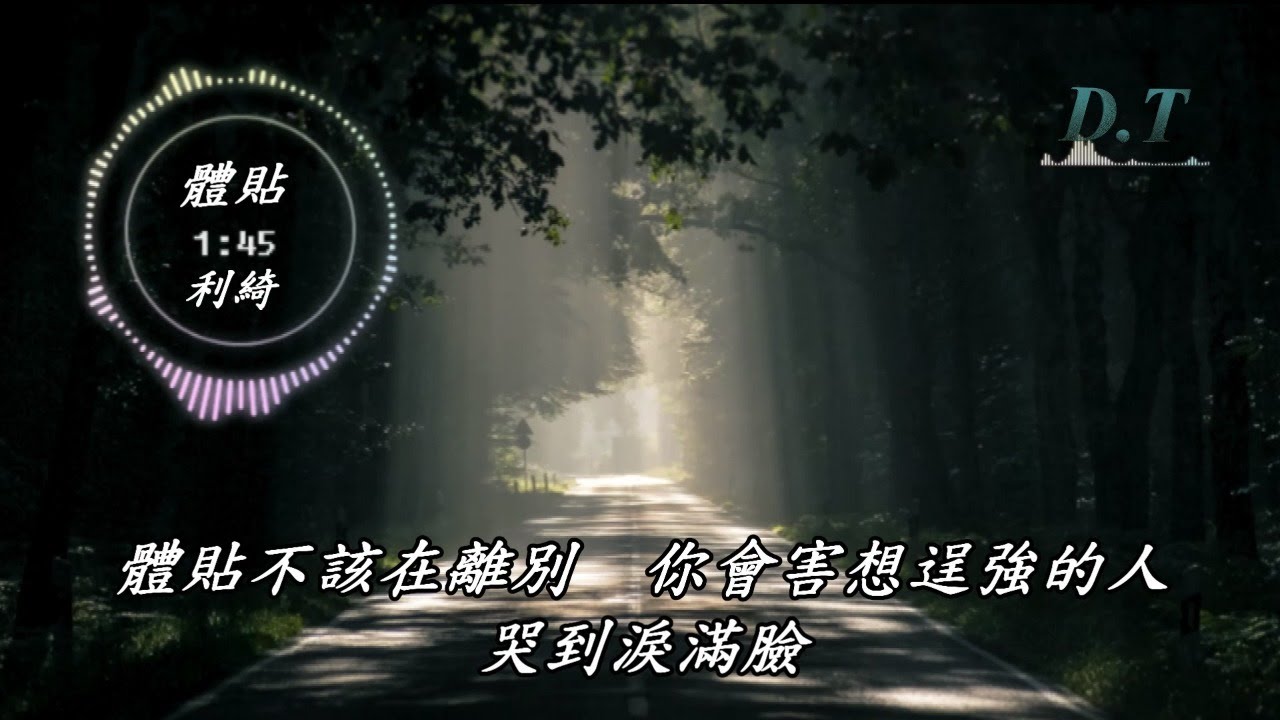 體貼--利綺【 動態歌詞 Lyrics 】『體貼不該在離別 你會讓該死心的人 』【D.T】推薦聆聽歌曲