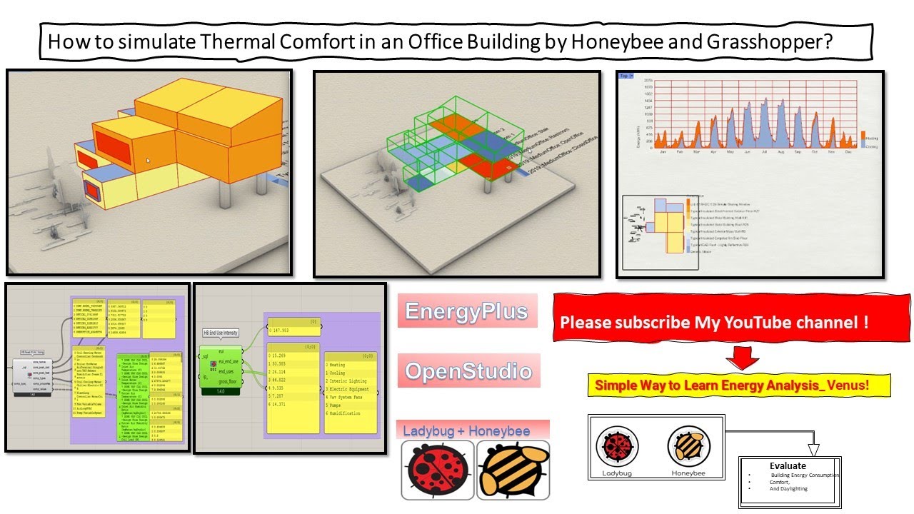 PART 1_ Ladybug Tools 1.4 ___How to simulate Thermal Comfort in an Office Building by Honeybee?