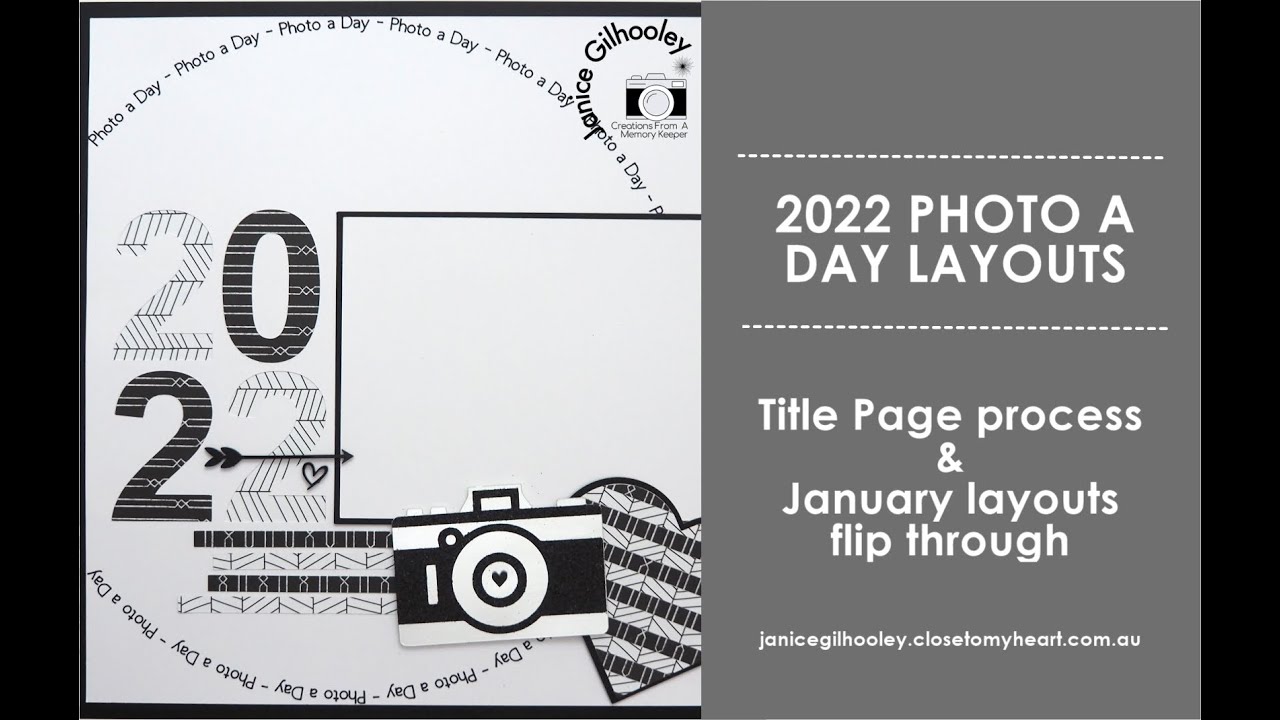 2022 Photo A Day Album - Title Page & January Scrapbook Layouts