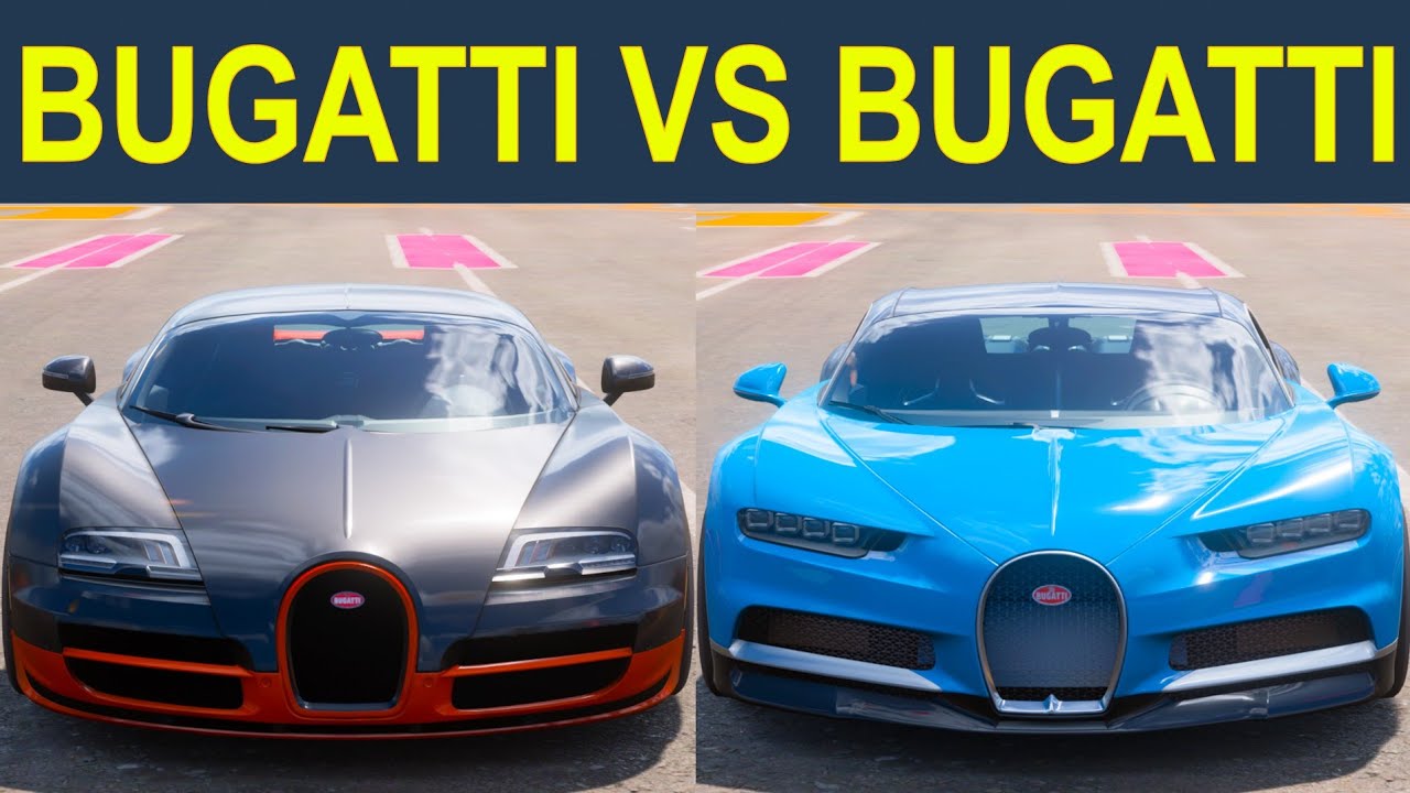 Forza Horizon 5: Bugatti Chiron vs. Bugatti Veyron SS Drag Race (Stock & Tuned)