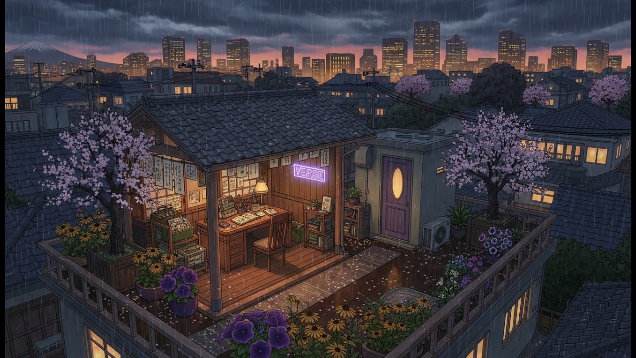 Late Night Study Lofi 🌙 Slow Lofi Grooves 🌧️🌸 Quiet Spring Rain for Productivity & Emotional Calm