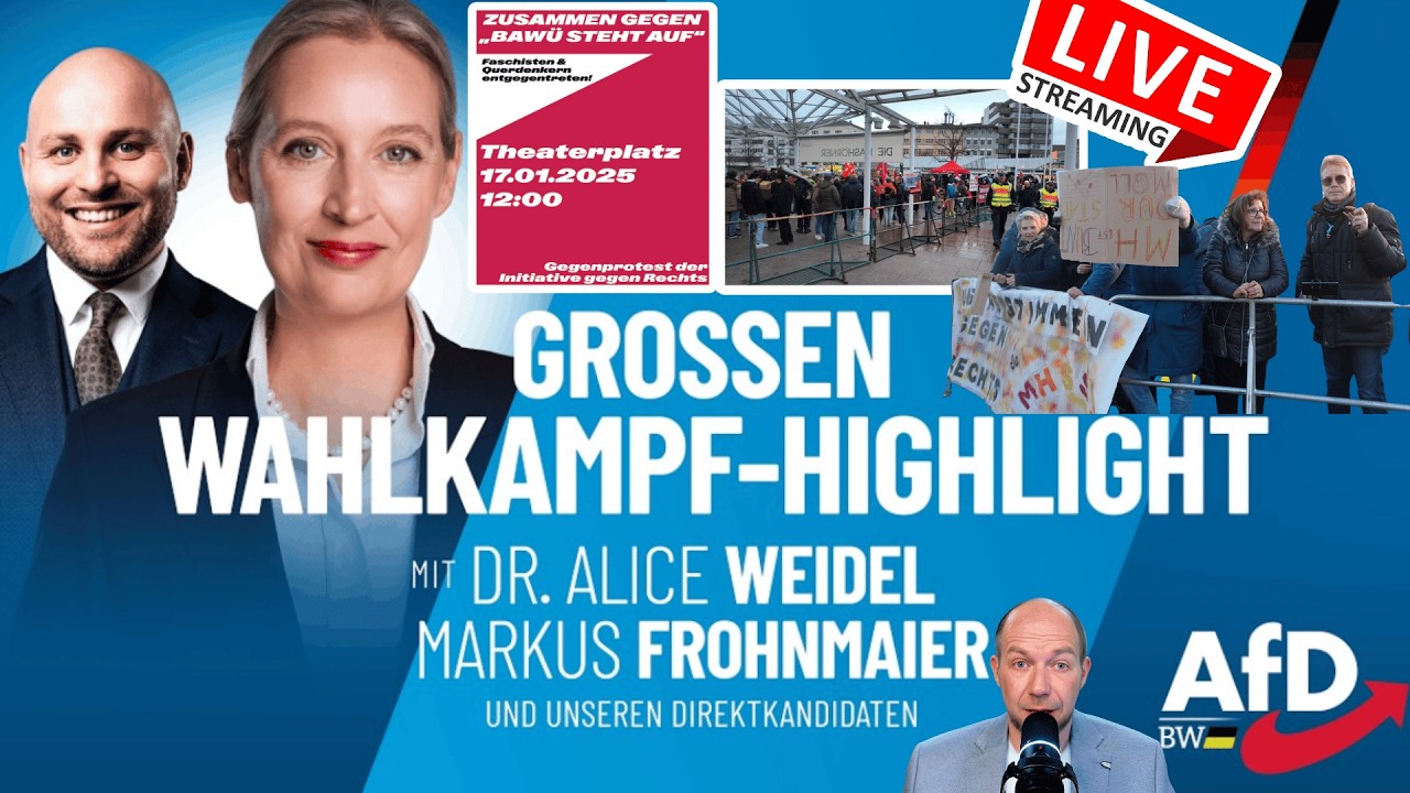 🚨MEGA AfD EVENT LIVE 🚨 Alice Weidel & Markus Frohnmeier AfD in Pforzheim 🚨