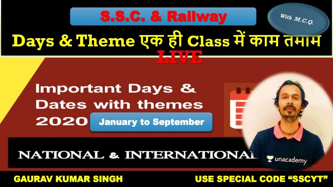 Important days and themes of 2020 | SSC CGL & CHSL 2020 | Unacademy SSC Exams | Gaurav Kumar Singh