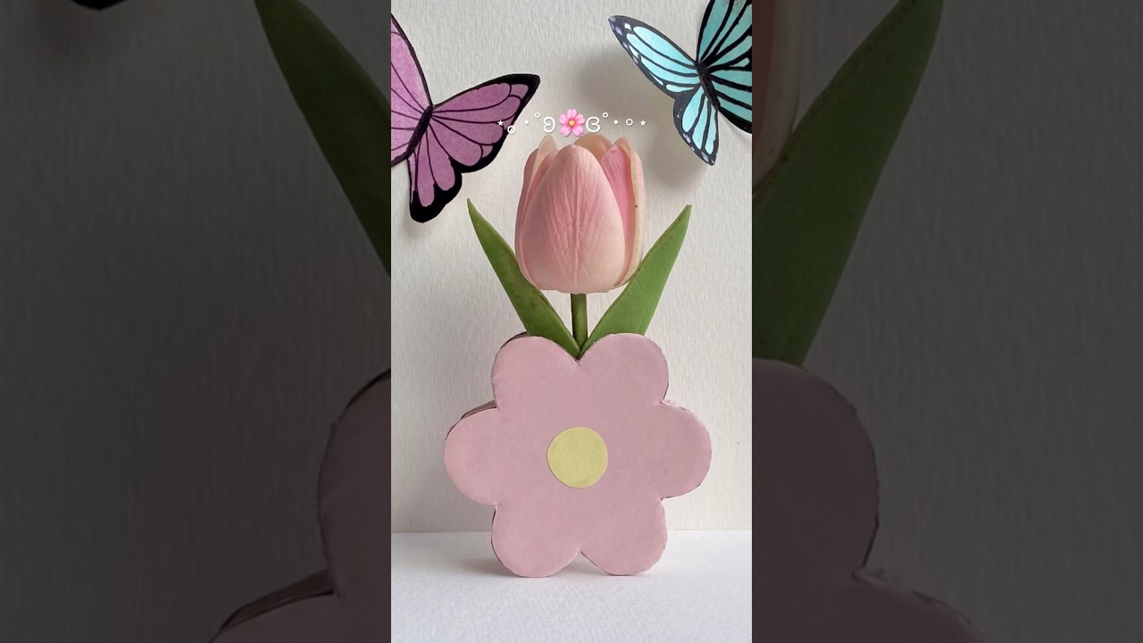 DIY cute cardboard flower vase 🌻🤌🏻🌷