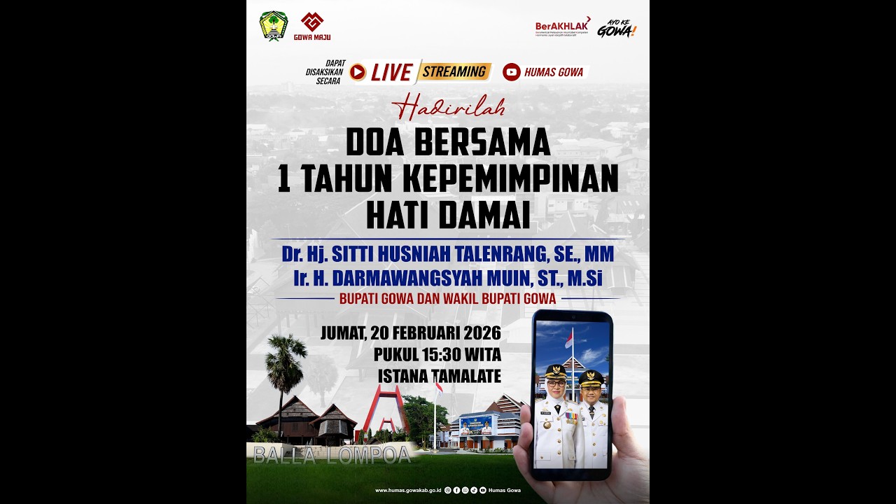 Doa Bersama 1 Tahun Kepemimpinan, Bupati Gowa  dan Wakil Bupati Gowa