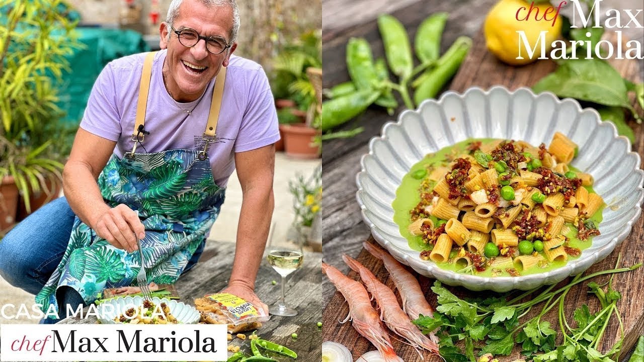 PASTA (di farina di lenticchie) CON GAMBERETTI, PISELLI E PISTACCHI 🤤 Ricetta di Chef Max Mariola