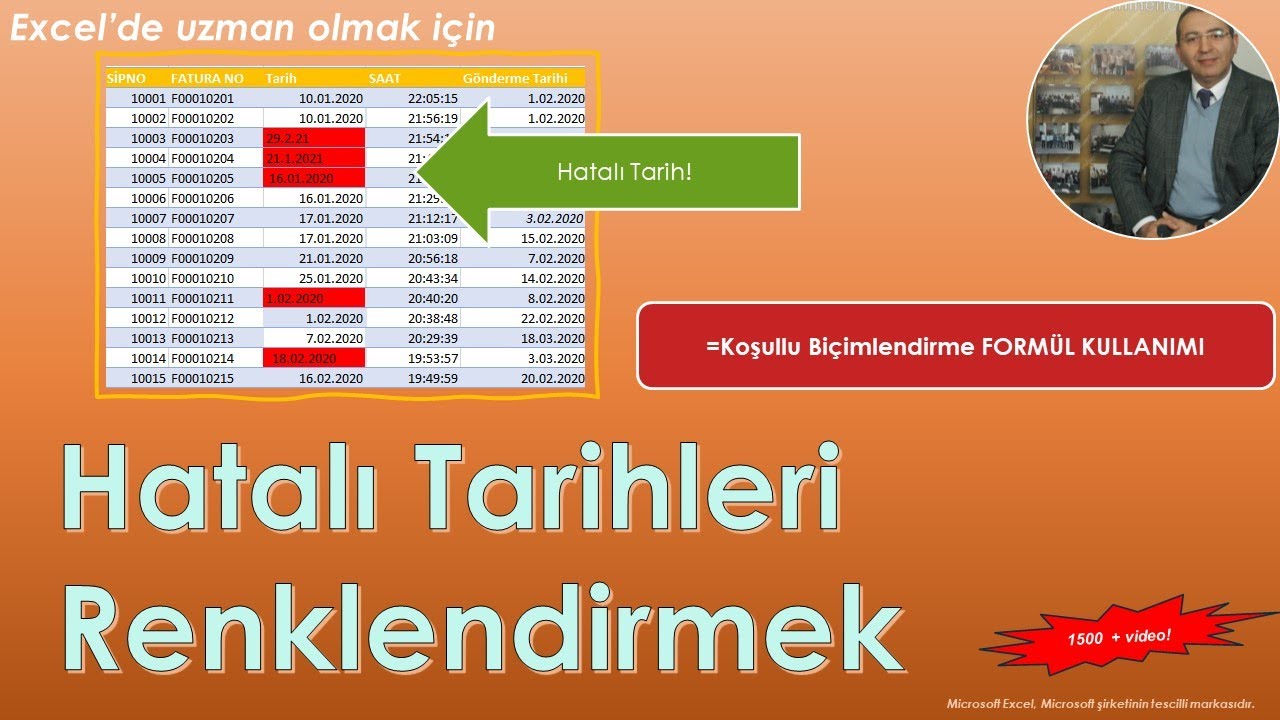 Excelde Hatalı Tarihleri Gösterme
