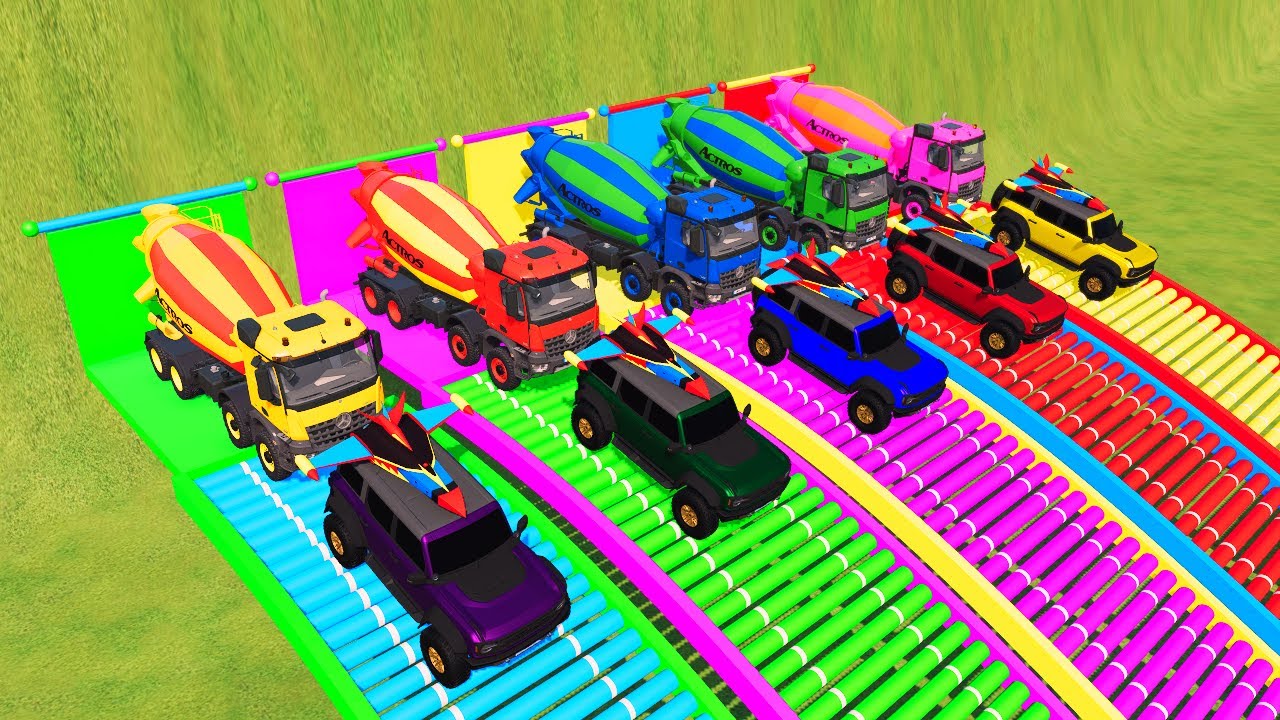 Garage with Colors – ALL ROCKET JEEPS WITH DOUBLE FLATBED TRAILER | DAF, VOLVO, FREIGHTLINER | FS22