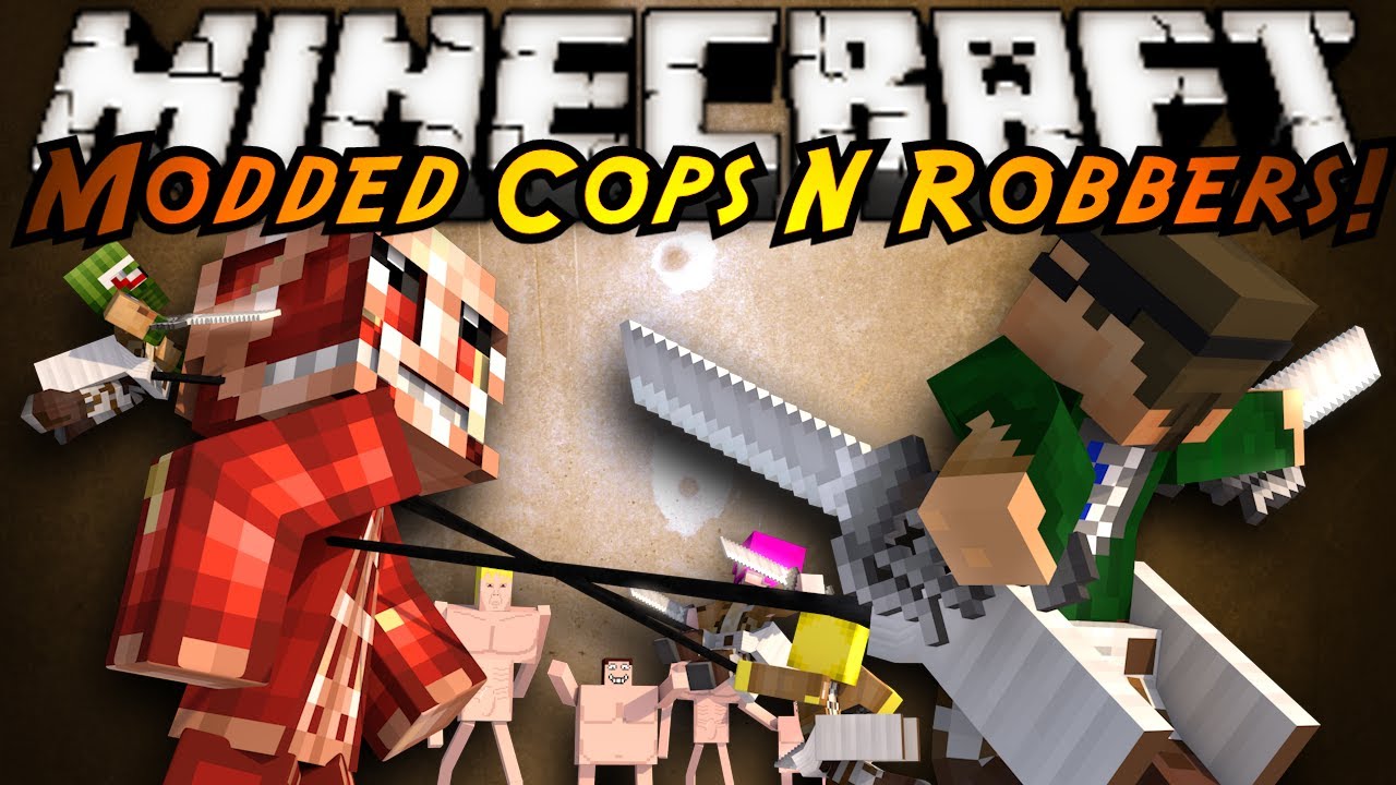 Minecraft Mini-Game : MODDED COPS N ROBBERS! ATTACK ON TITAN!