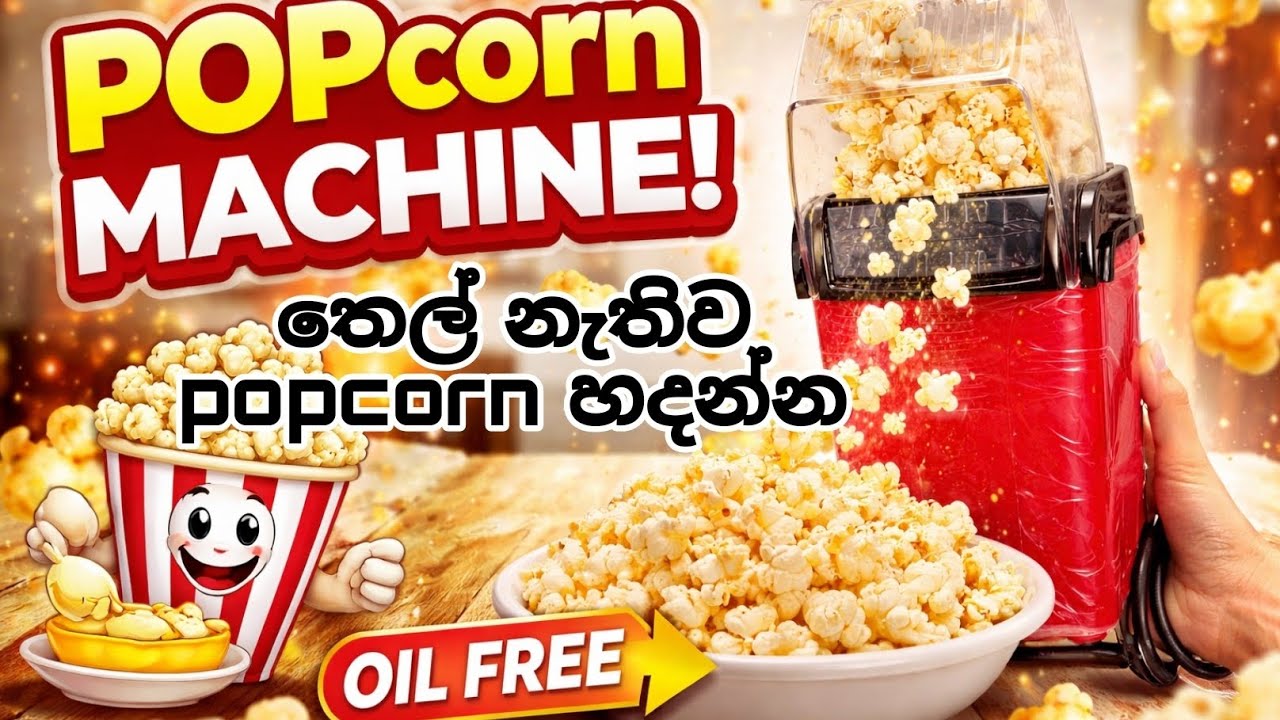 තෙල් නැතිව popcorn හදන්න..... රු 2890/= දිලා popcorn machine එකක් ගමුද?.....