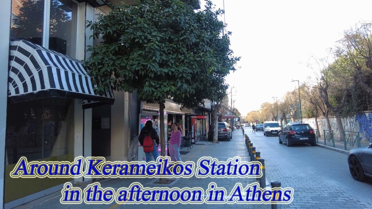 Walking in Greece. Around Kerameikos Station in the afternoon in Athens. ORANGE ua