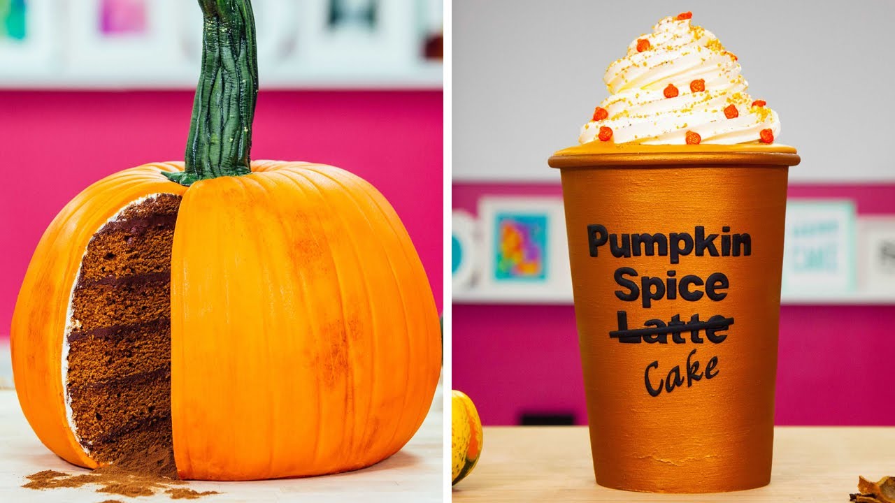 Starbucks Pumpkin Spice Latte CAKE & More PUMPKIN Cakes | How To Cake It Step By Step