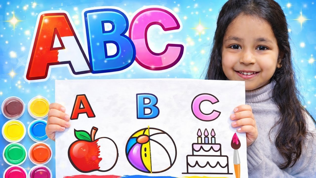 ABC Furits Drawing | ABC Coloring for kids | Learn ABC with kukki | Kids video | abcd song 