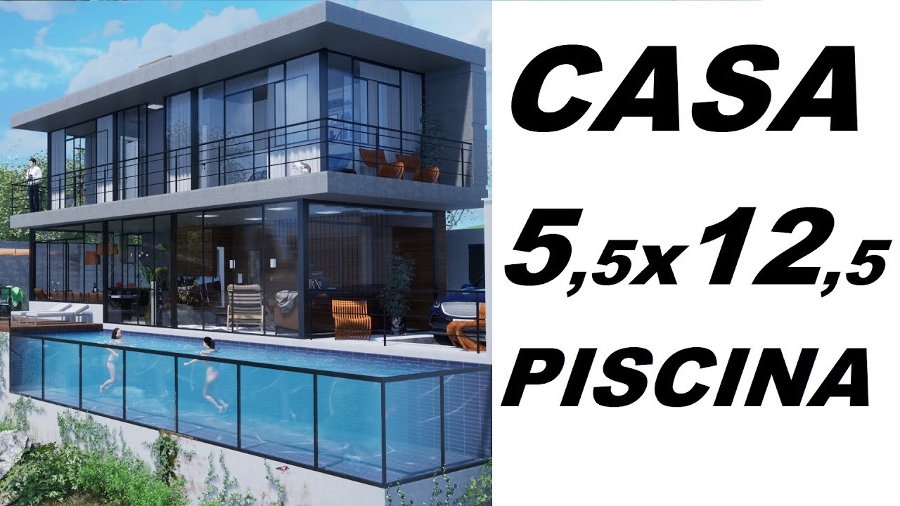 CASA PEQUENA DE 5,5 x 12,5 - PISCINA E ÁREA DE CHURRASCO
