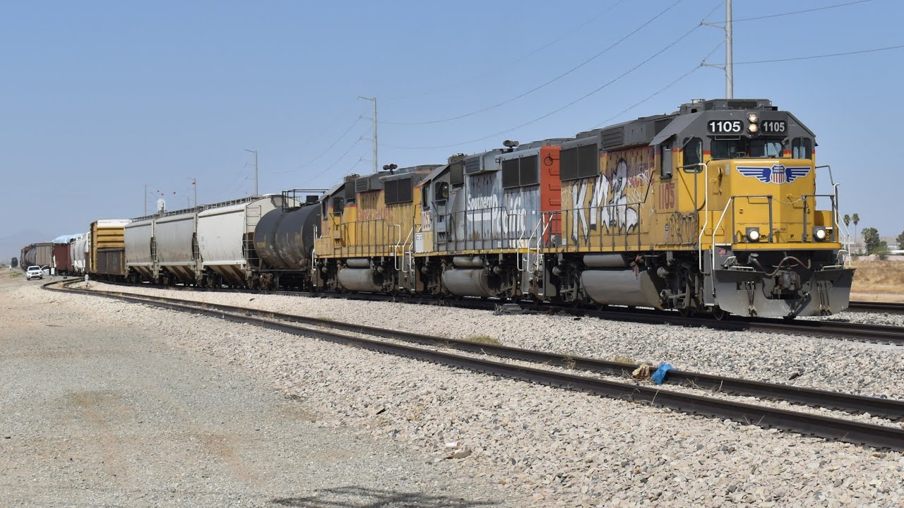 Trainwatching in Casa Grande, Arizona on the UP Southern Transcon