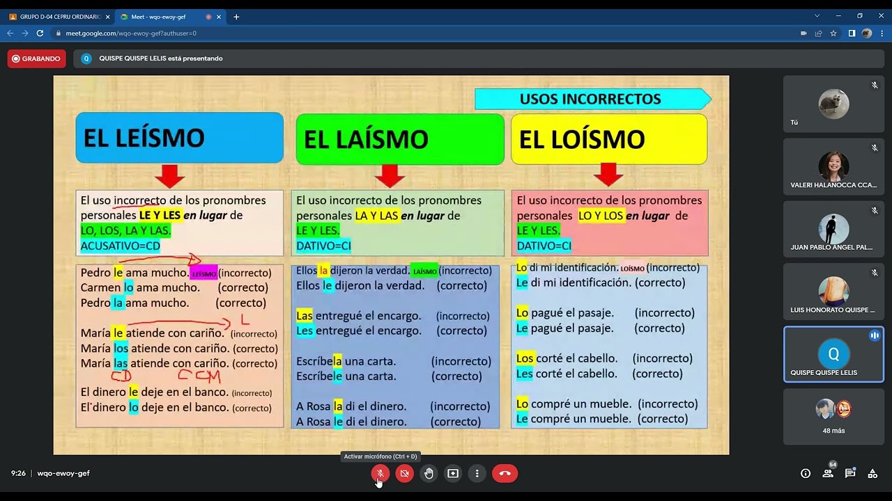EL PRONOMBRE PARTE 2 - CLASE GRABADA DEL CEPRU UNSAAC