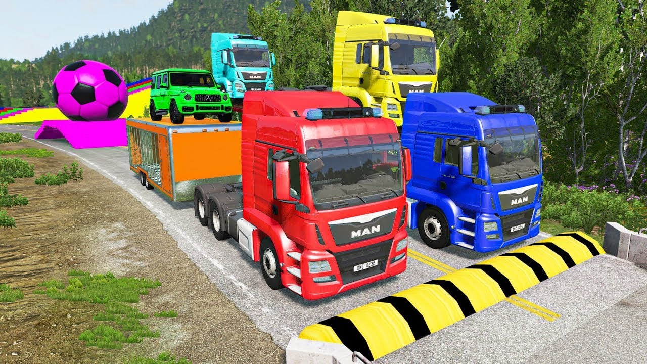 Flatbed Truck McQueen | Transportation with Truck - Pothole vs Car 