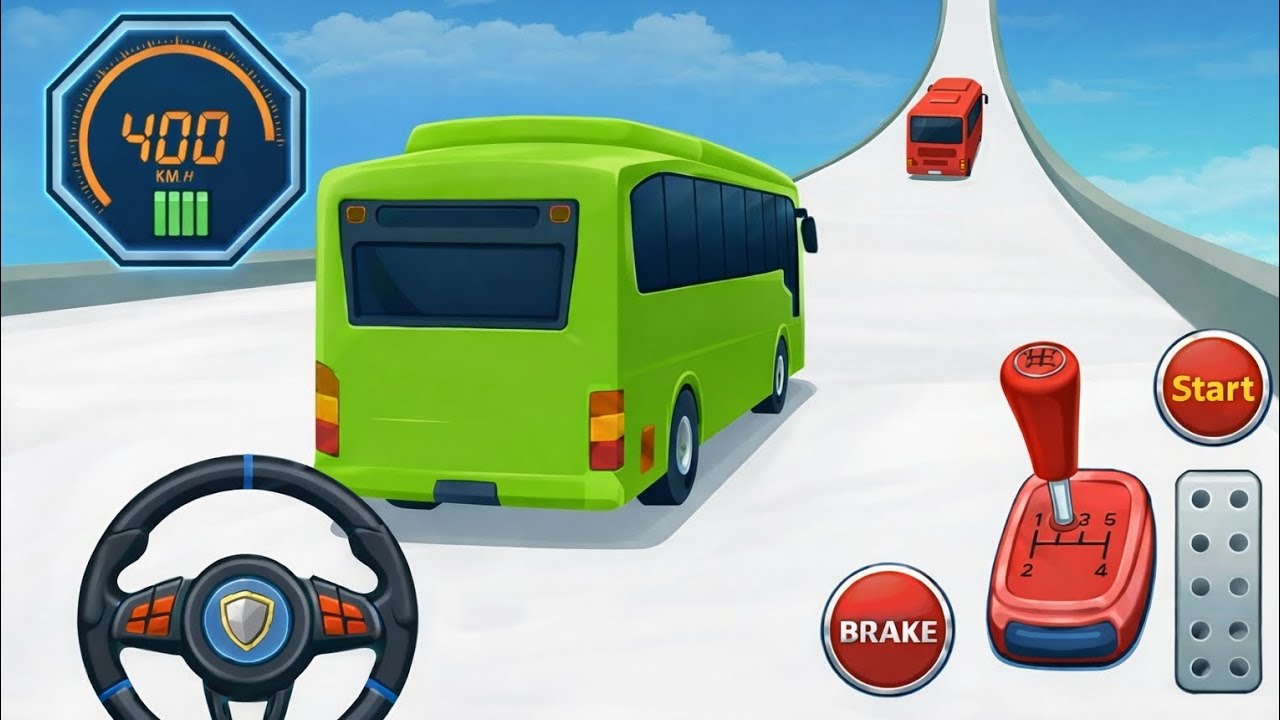 Crazy Bus Stunt Racing on Impossible Sky Mega Ramps | Insane Jumps & Brutal Crashes