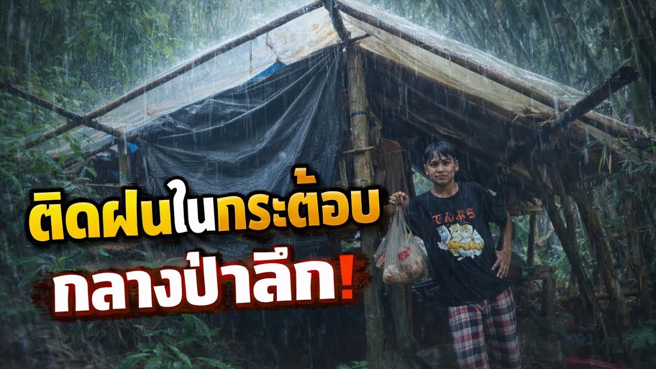 ใช้ชีวิตในการกลางป่า1วัน“เจอฝนถล่มหนักมาก!!