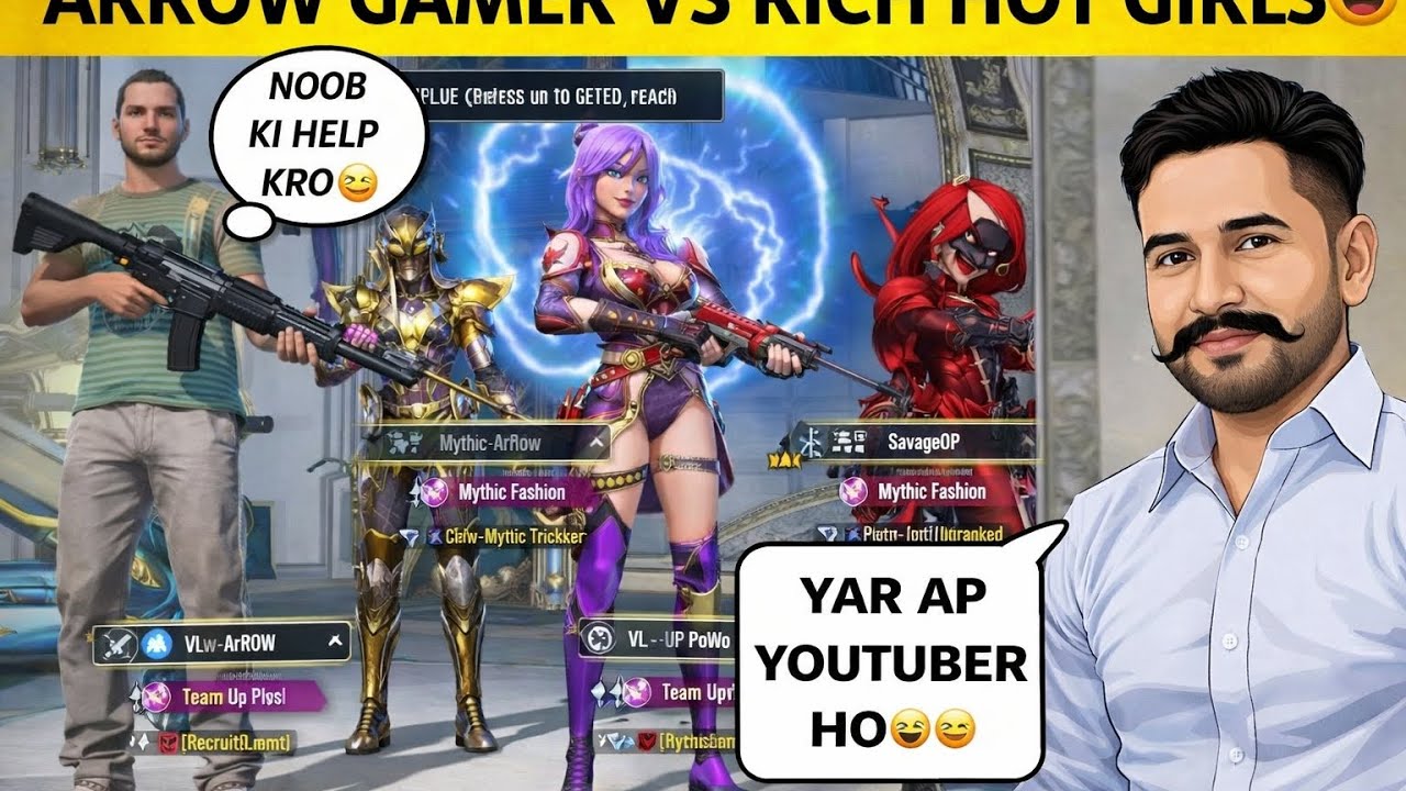 Arrow Gamer vs Rich Hot Girls 😍 Challenged Me For Highest Kills 🔥 | BGMI Noob Prank 😂