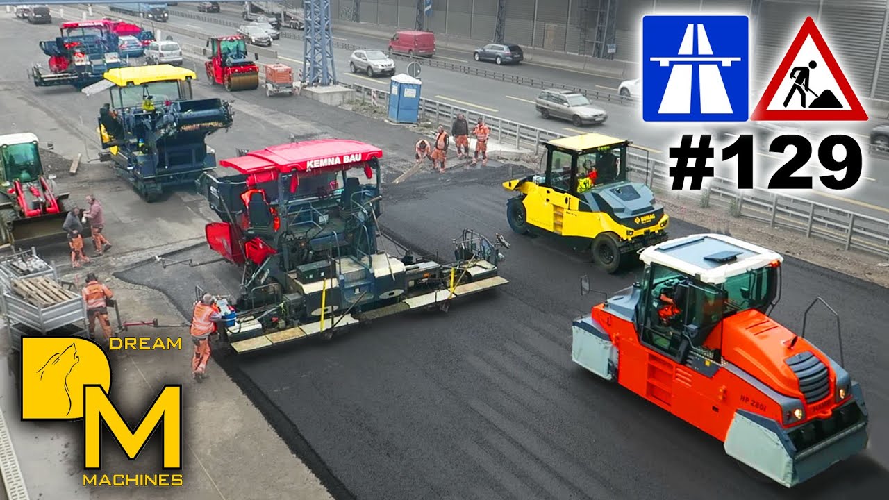 ASPHALT ♨️🕳️ ⚠️ FÜR DIE AUTOBAHN STRASSENBAU XXL VÖGELE BOMAG 🚧 MEGA AUTOBAHN BAUSTELLE #129 👷🏻‍♂️