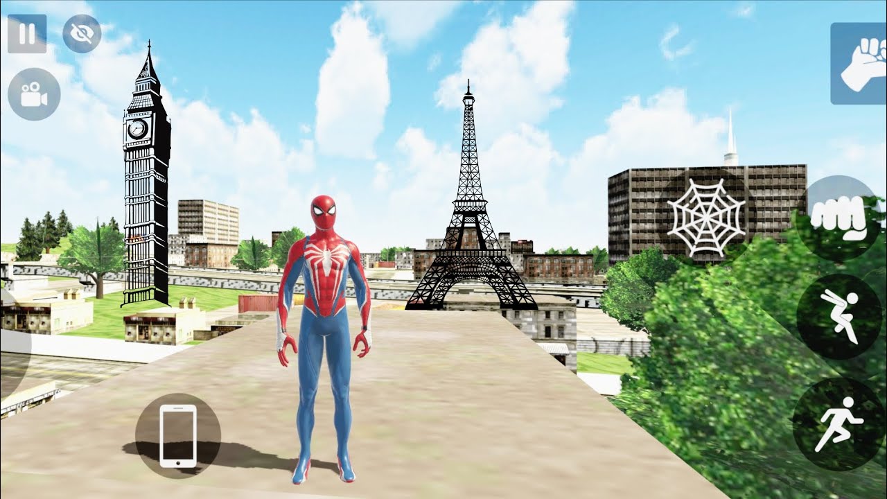 Red Spider-Man with new big city in simulator game clock tower and Paris Tower Spider-Man