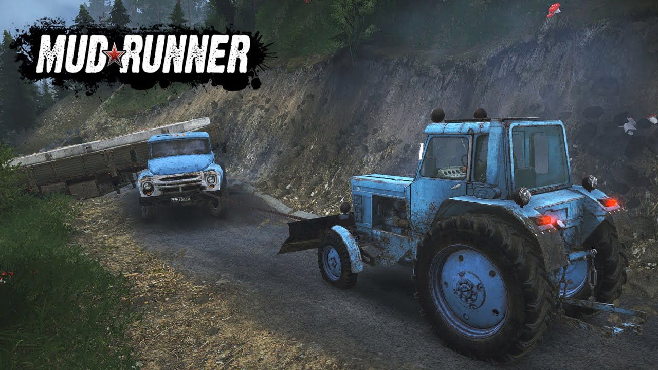 Spintires: MudRunner - ТРАКТОР МТЗ-80 ВЫТЯНУЛ ЗИЛ 130 НА ПОДЬЕМ С ГРУЗОМ