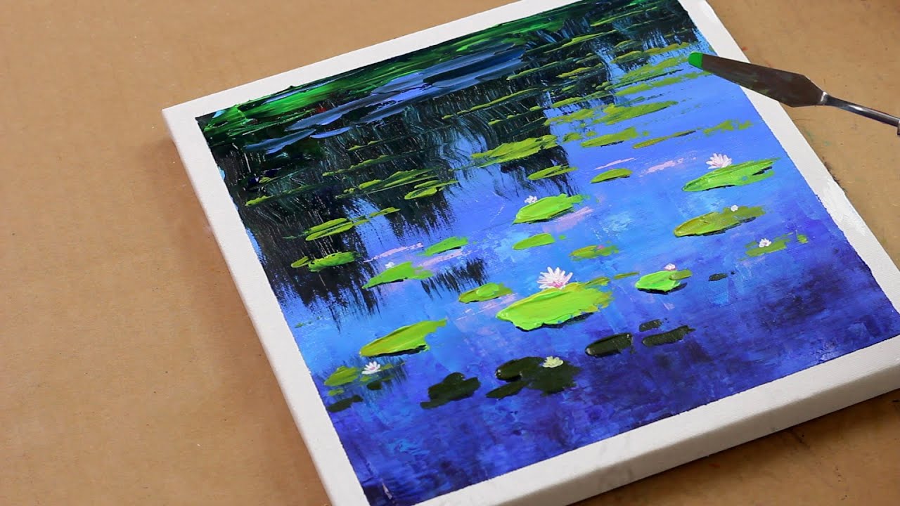 Lotus flower painting tutorial / Beginner acrylic painting / palette knife painting / Day #126