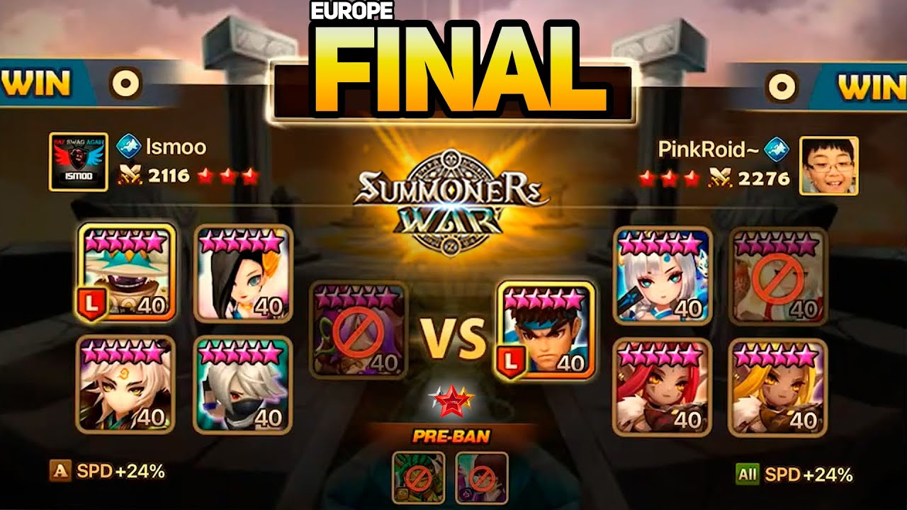 Europe FINAL. PinkRoid~ vs ISMOO. SWC2022 EUROPE Cup (BO5) - Summoners War