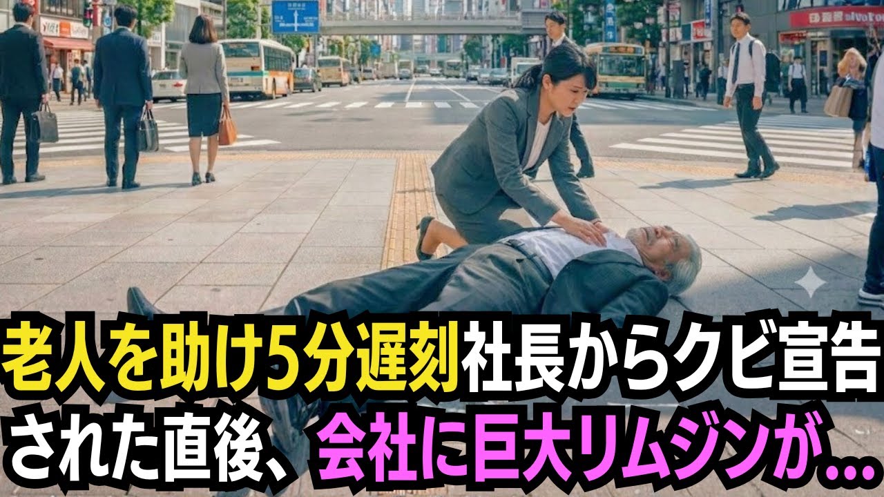 老人を助け5分遅刻→社長からクビ宣告された直後、会社に巨大リムジンが...
