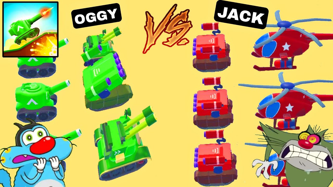 Oggy and Jack playing Merge Tanks Game | Oggy Game