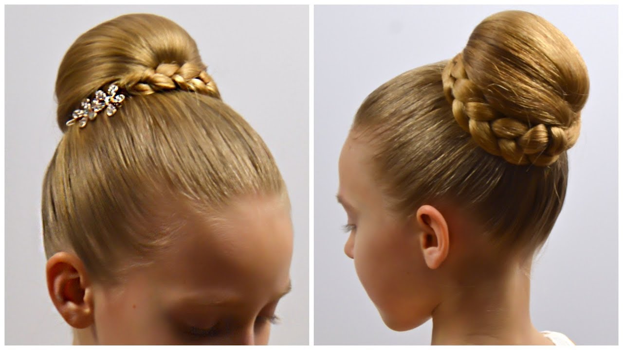 Элегантная прическа для девочек - Высокий пучек с плетением | LittleGirlHair