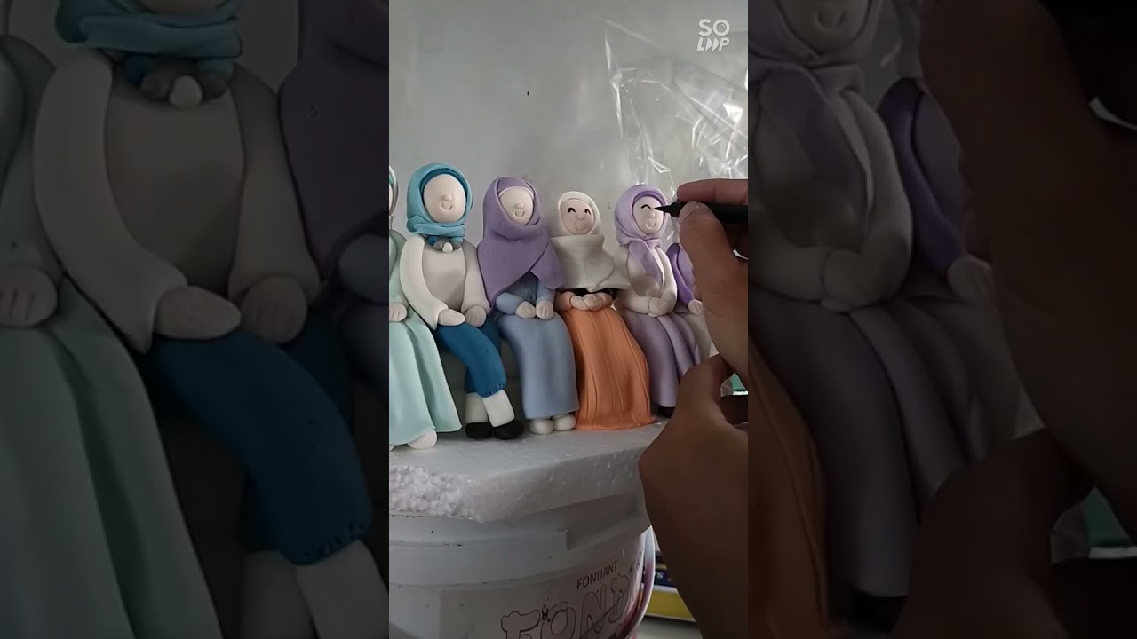 Deretan wanita cantik figure fondant #tutorialcake #nurliarayyan