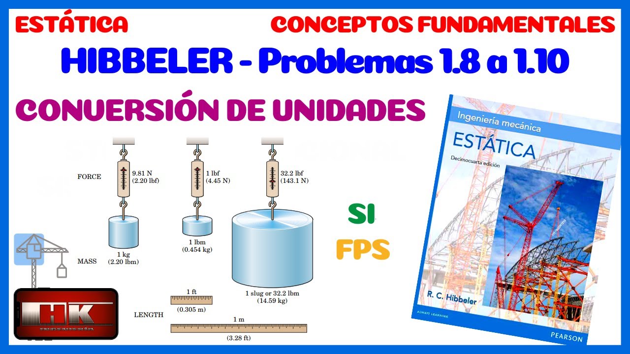 Problema 1.8 a 1.10. CONVERSION DE UNIDADES. ESTATICA 14 Hibbeler