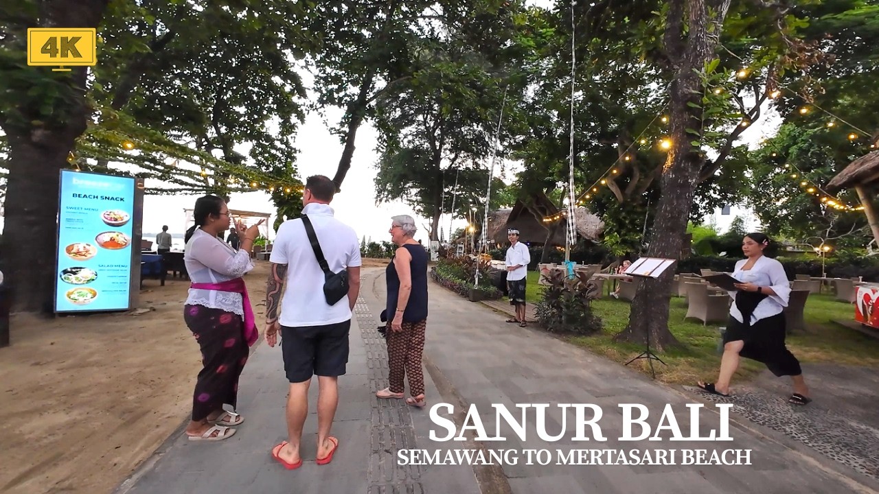 4K Chill Evening Walk Along Sanur Beach Bali | Semawang Beach to Mertasari Beach Bali Today 2026