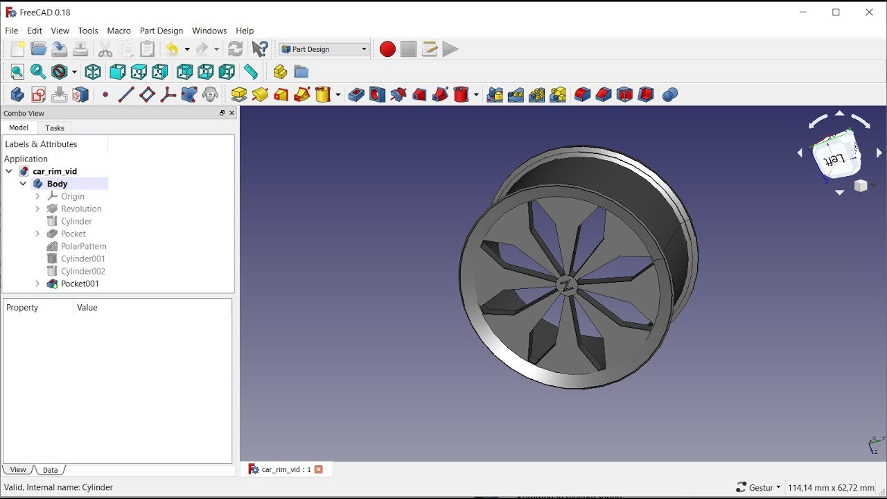 FreeCAD 0.18 Car Rim Tutorial