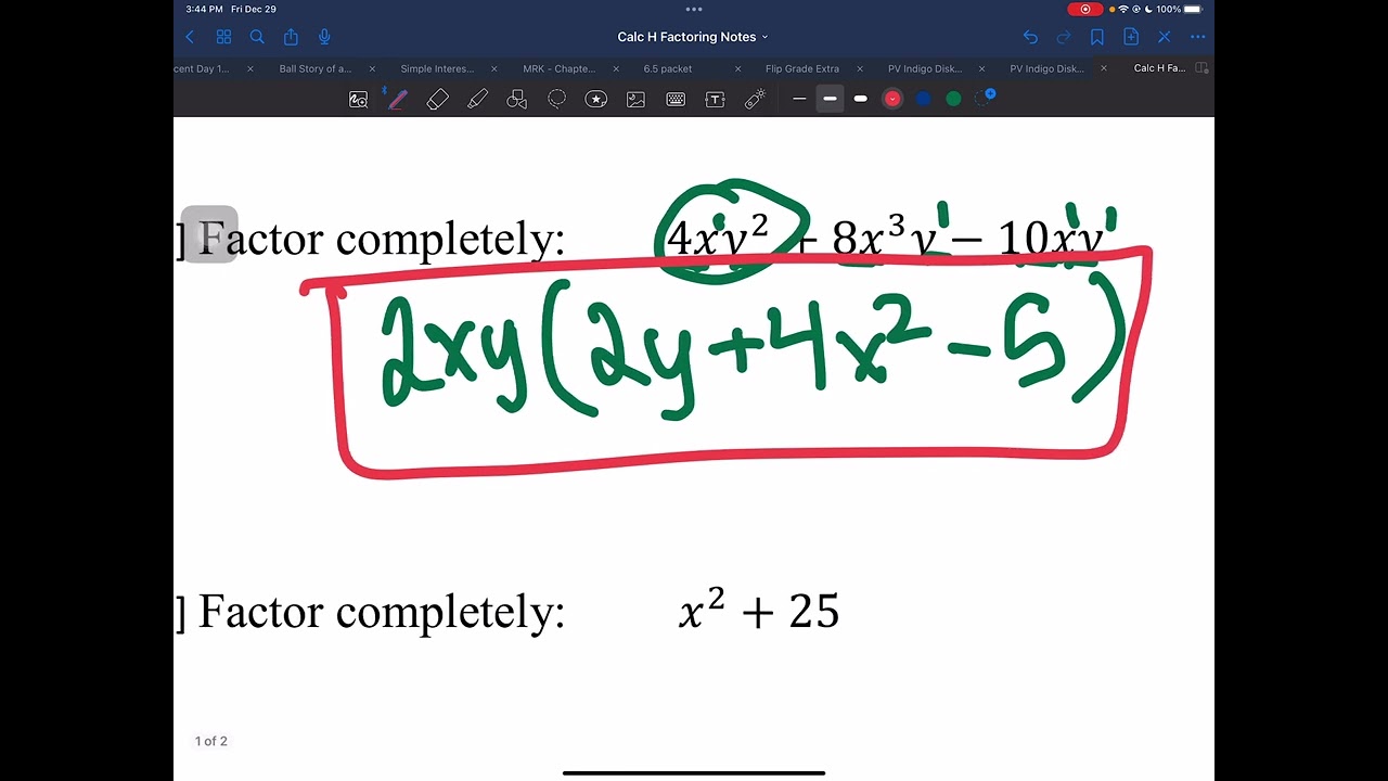 Calculus Honors Factoring