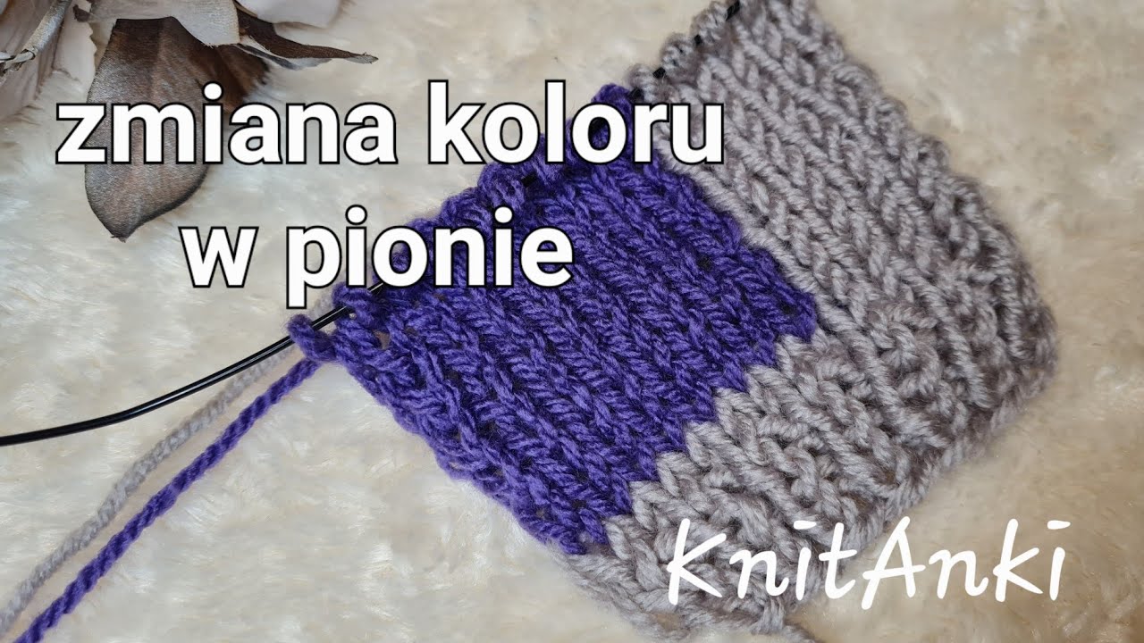 Zmiana koloru w pionie #knitanki #druty #knittingpattern #stricken #intarsja