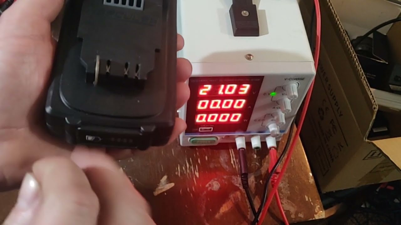 charging: harbor freight  Hercules 20v 2.5ah lithium battery  using benchtop psu cc/cv