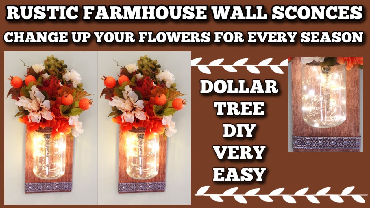 Diy Dollar Tree Farmhouse Rustic Wall Sconces!