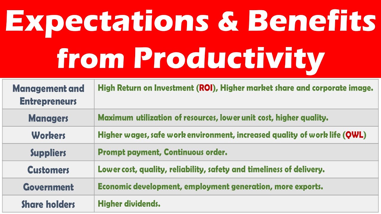 Expectation and Benefits from Productivity.