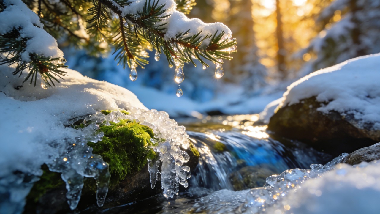 冬日暖阳 · 雪融山溪 Winter Sun · Melting Stream | 宁静钢琴与融雪流水 | 治愈放松音乐 | relaxing music