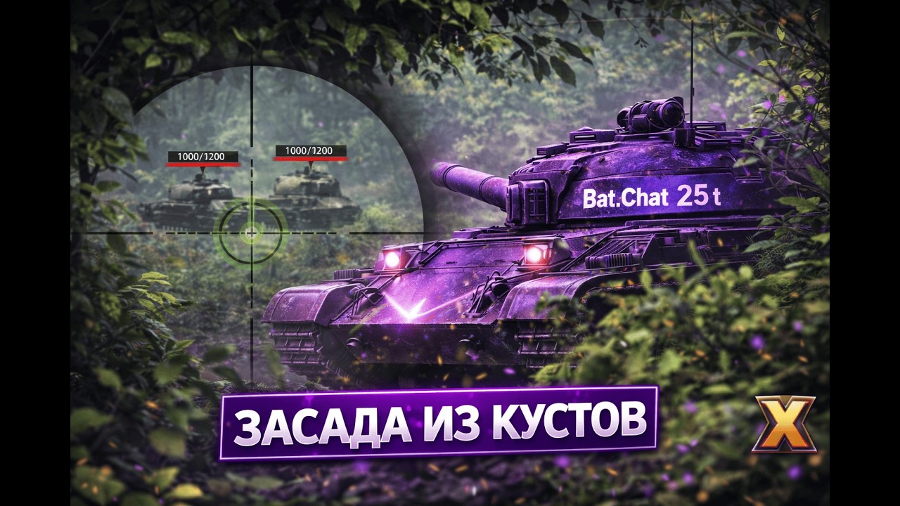 BChat 25 t из кустов 💜 Засада в лесу | Натиск #WorldOfTanks #BChat25t #Натиск #WoT