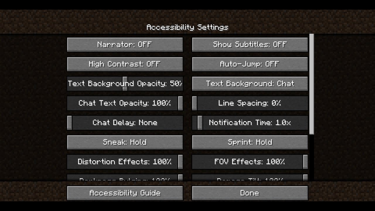 Minecraft - Accessibility Settings (Java Edition)